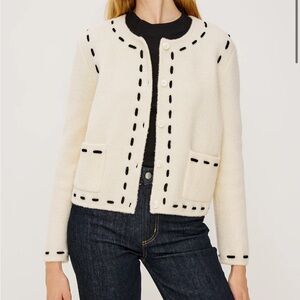 Rails Juliette Ivory Cardigan Sweater Wool Blend Patch Pockets Crop Sz S